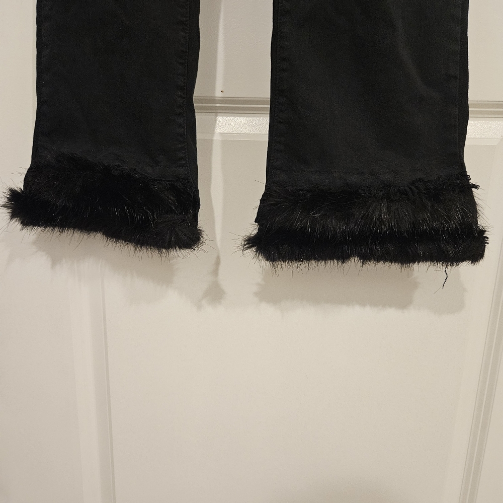 Buffal Jeans black cropped flare jeans with detachable trim size 31